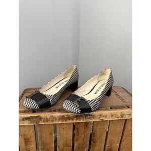 Anne Klein Houndstooth Kitten Heel Patent Leather Pump Size 7.5 Black & White
